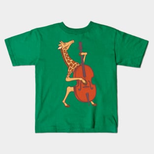 Giraffe playing contrabass Kids T-Shirt